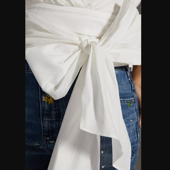 Anthropologie V-Neck Wrap Top White - New Small - Picture 2 of 5